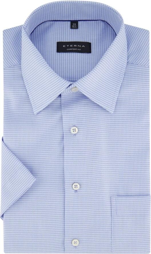 Eterna Gedrukte korte mouw overhemdjurk blauw Blue Heren - Foto 2