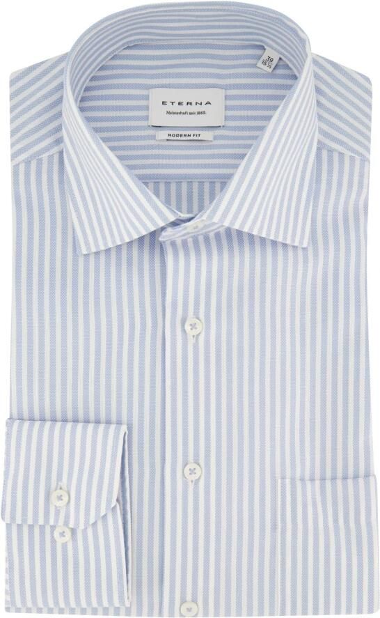 Eterna Gestreept lichtblauw zakelijk overhemd Blue Heren
