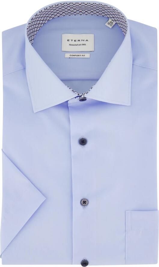 Eterna Korte Mouw Zakelijk Overhemd Lichtblauw Blue Heren