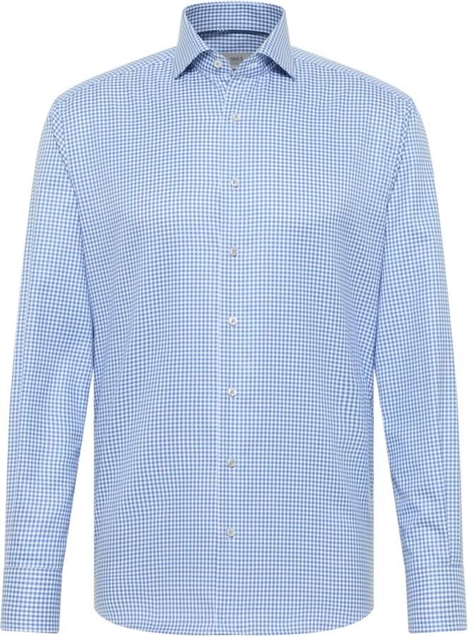 Eterna Lichtblauwe geruite overhemdjurk Blue Heren