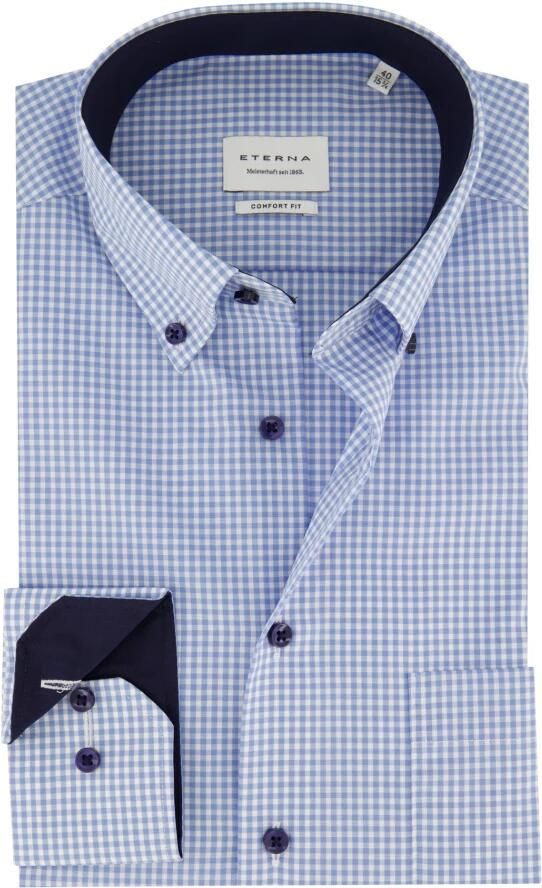 ETERNA COMFORT FIT Comfort fit zakelijk overhemd met ruitmotief