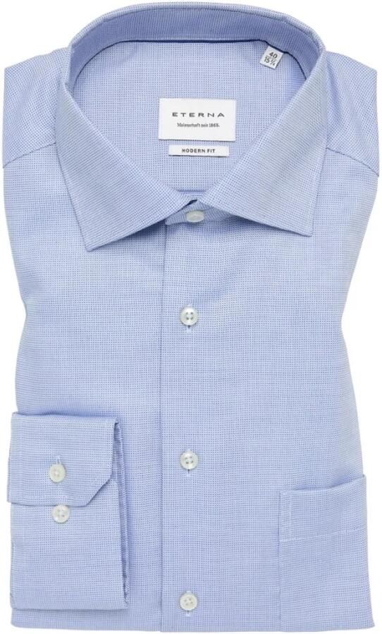 Eterna Lichtblauwe Textured Shirt Modern Fit Blue Heren