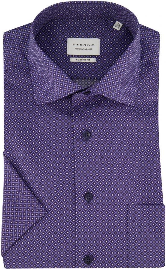 Eterna Paars korte mouw zakelijk overhemd Purple Heren