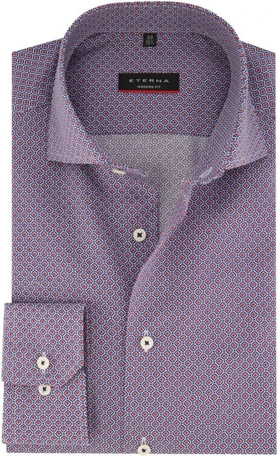 Eterna Rode Overhemdjurk van Bedrukt Katoen Red Heren