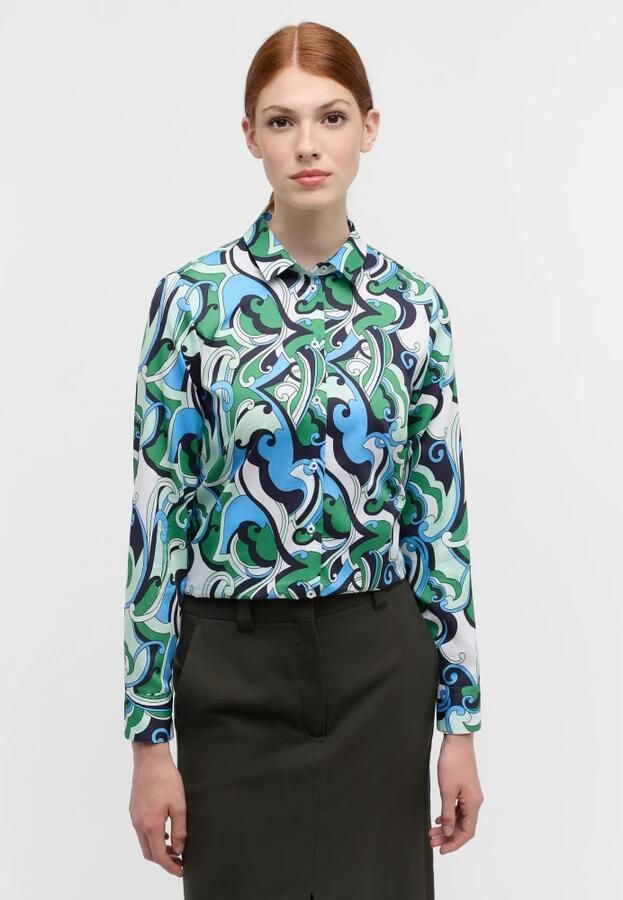Eterna Veelzijdige Satijnen Blouse met Highlight Print Green Dames - Foto 5