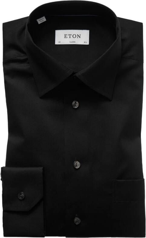 Eton Moderne Zwarte Signature Twill Overhemd Black Heren