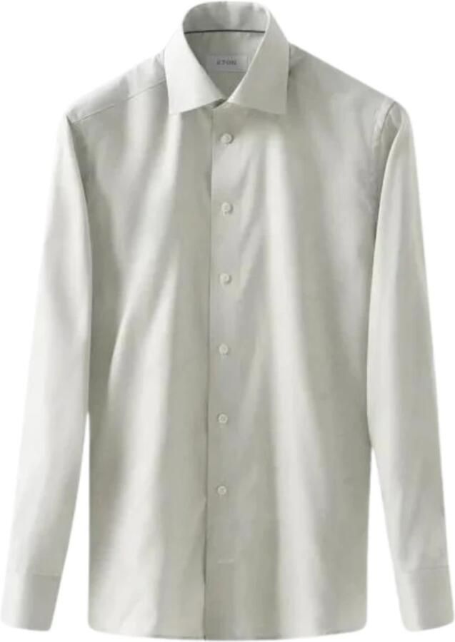 Eton Beige Twill Lange Mouw Overhemden Beige Heren