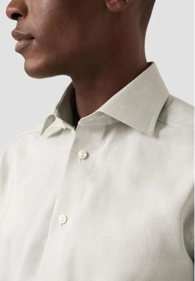 Eton Beige Twill Lange Mouw Overhemden Beige Heren - Foto 3