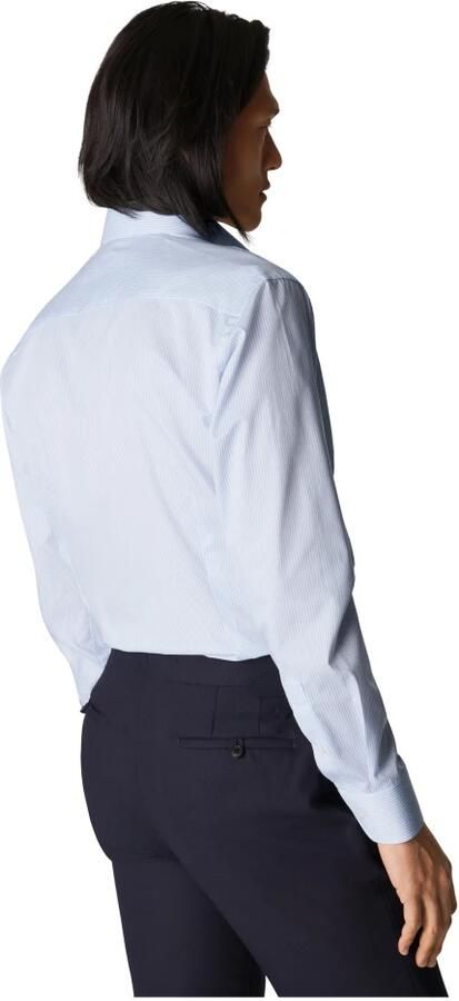 Eton 100% katoenen business overhemd slim fit lichtblauw met streep - Foto 11