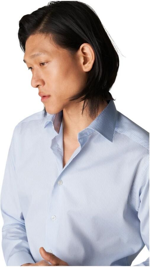 Eton 100% katoenen business overhemd slim fit lichtblauw met streep - Foto 5