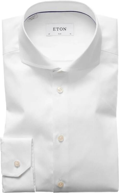 Eton Witte Slim Signature Twill Overhemd White Heren