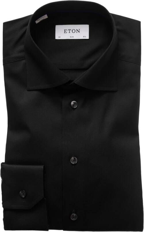 Eton Moderne Zwarte Signature Twill Overhemd Black Heren