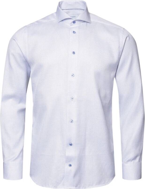 Eton Slim Fit Overhemd met Mini Blokkering Patroon Blue Heren