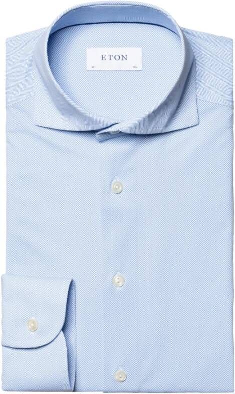 Eton Blauw Slim Fit Overhemd Blue Heren
