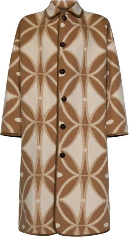 ETRO Beige Wollen Jas met Geometrische Motieven Beige Heren