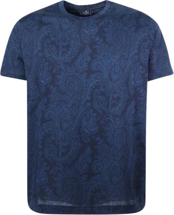 ETRO Blauw Paisley Patroon T-shirt Blauw Heren