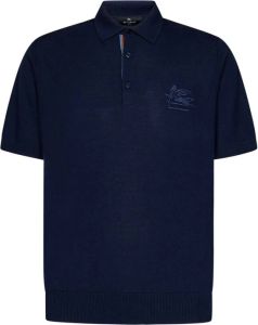 ETRO Blauw Polo Shirt met Pegasus Logo Blauw Heren