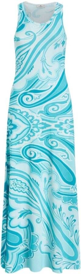 ETRO Blauwe Grafische Print Mouwloze Jurk Blauw Dames