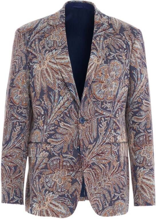 ETRO Blauwe Jacquard Blazer voor Moderne Mannen Blauw Heren