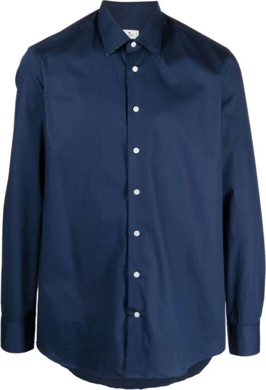 ETRO Blauwe Oxford Overhemd met Knopen Blauw Heren