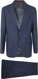 ETRO Blauwe Roma Suit met Patch Blauw Heren