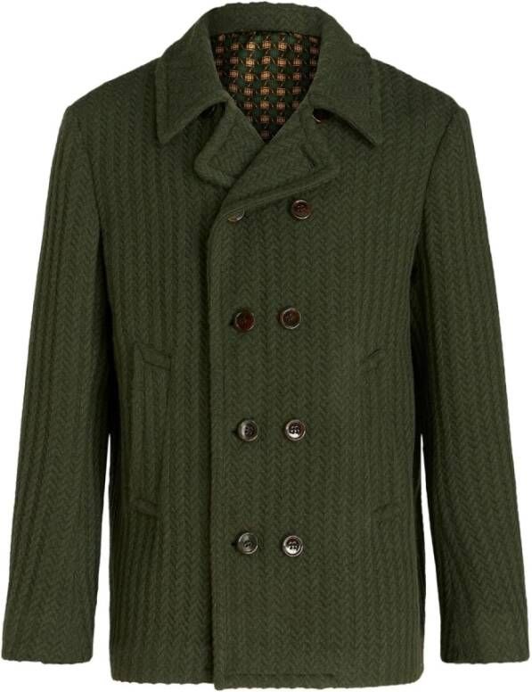 ETRO Groene Herringbone Dubbelrijjas Green Heren