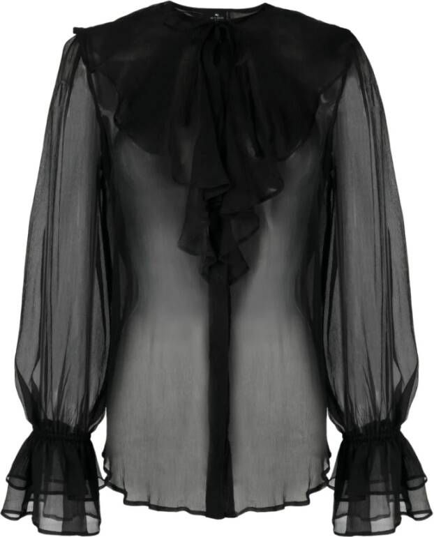 ETRO Zwarte zijden doorschijnende blouse Black Dames