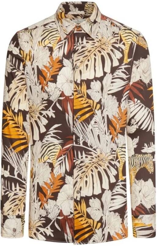 ETRO Camicia in cotone con stampa foliage Bruin Heren
