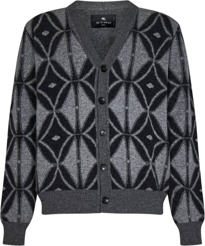 ETRO Grijze Trui met Geometrische Motieven Grijs Heren