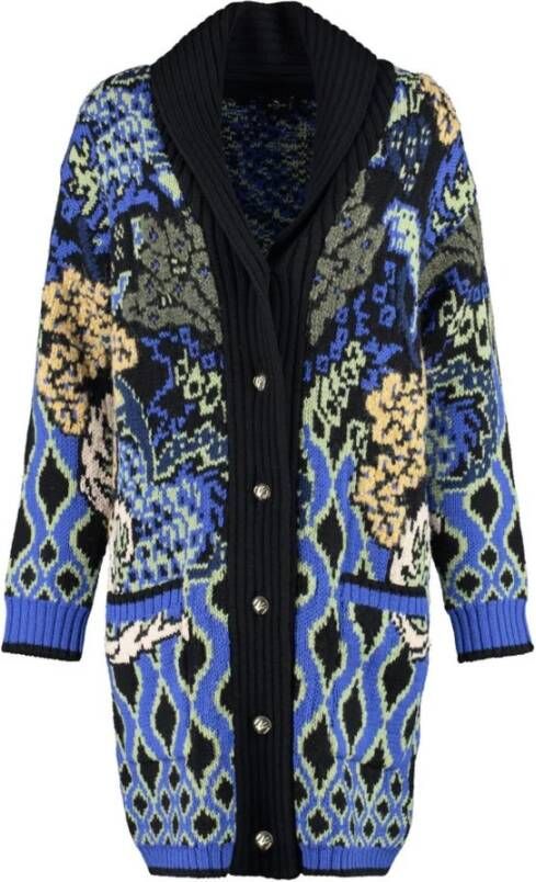 ETRO Elegant Jacquard Knit Winter Coat Multicolor Unisex