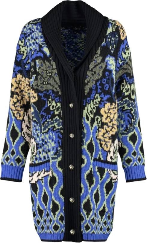 ETRO Elegant Jacquard Knit Winter Coat Multicolor Unisex