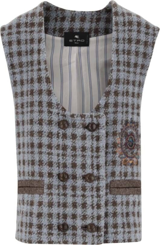 ETRO Dubbelbreasted vest van wolmix met houndstooth patroon Meerkleurig Dames