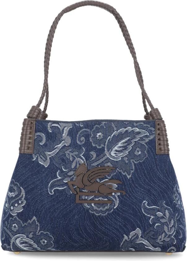ETRO Hobo bags Libra Media Denim Jacquard Bag in blauw