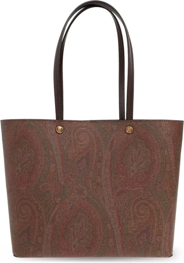 ETRO Shoppers & Totes Brown Cotton Shopping Bag With Pochette in bruin
