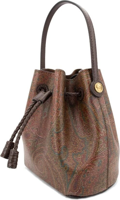 ETRO Paisley Jacquard Mini Bucket Tas Brown Dames