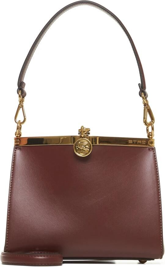 ETRO Shoppers Vela Small Shoulder Bag Leather Brown in bruin