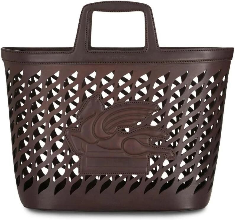 ETRO Shoppers & Totes Structured Leather Tote Bag With Cut-Out Design in bruin