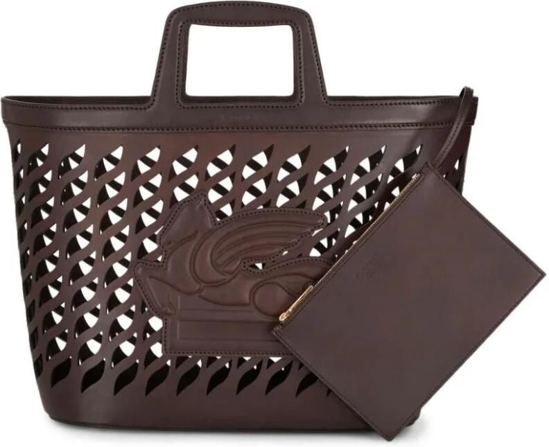 ETRO Shoppers & Totes Structured Leather Tote Bag With Cut-Out Design in bruin - Foto 3