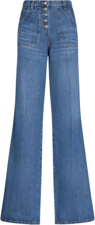 ETRO Floral-Embroidered Flared Jeans Blauw Dames