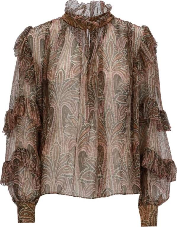 ETRO Florale zijden blouse met gerimpelde mouwen Meerkleurig Dames