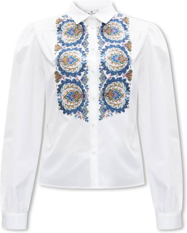 ETRO Geborduurd katoenen overhemd White Dames