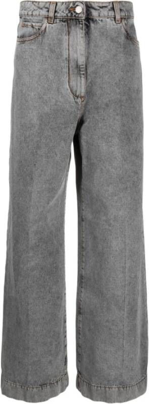 ETRO Grijze Wide-Leg Jeans met Pegaso Borduursel Grijs Dames