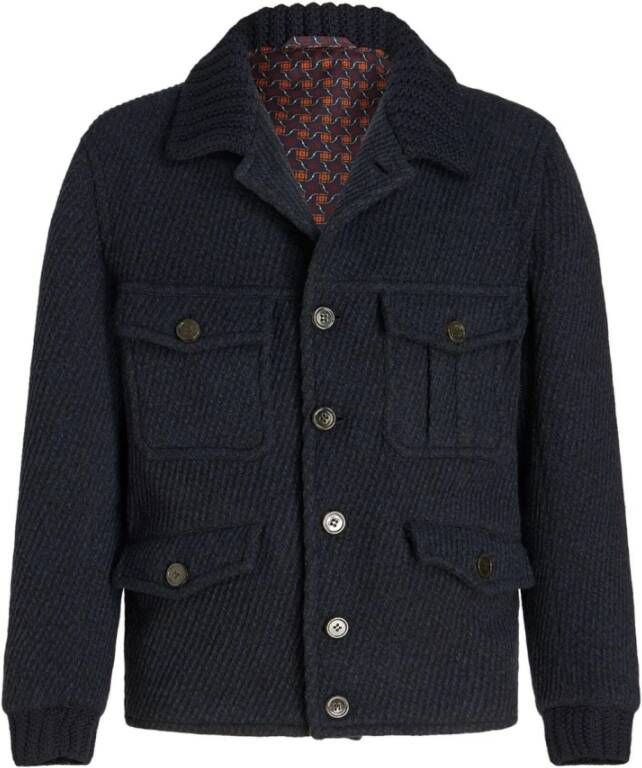 ETRO Jasje met contrastbies Blauw Heren