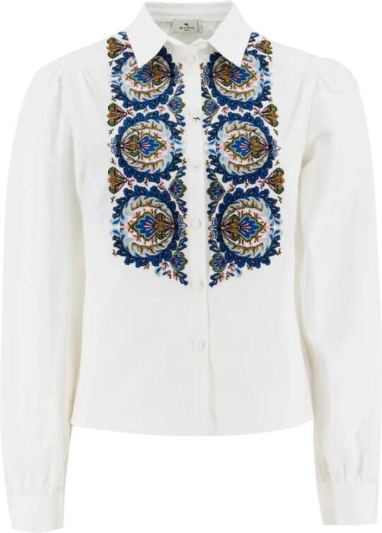 ETRO Katoenen blouse met voorprint Wit Dames