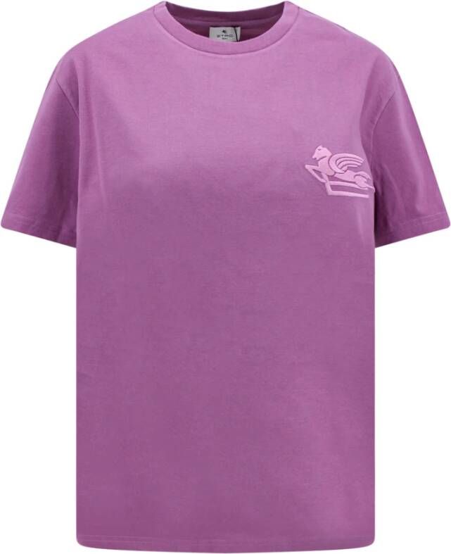 ETRO Katoenen T-Shirt met Pegaso Logo Roze Dames