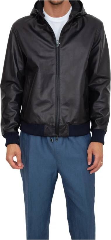 ETRO Leather Jackets Blauw Heren