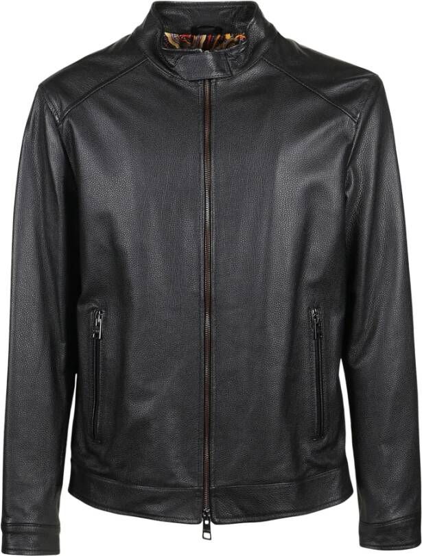 ETRO Leather Jackets Zwart Heren