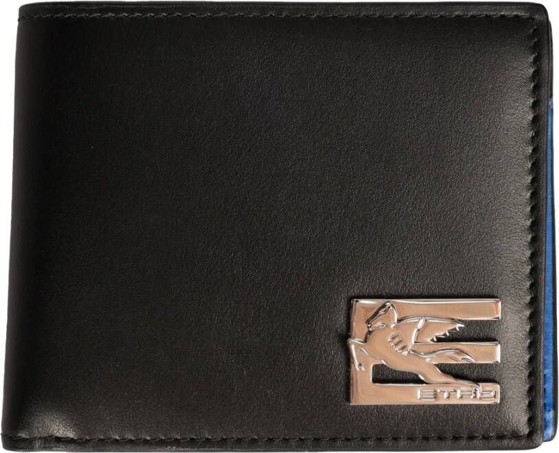 ETRO Leren Portemonnee Regular Fit Geschikt voor alle klimaten 100% leer Zwart Heren