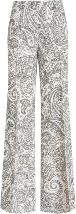 ETRO Paisley-Print Wide-Leg Trousers Grijs Dames