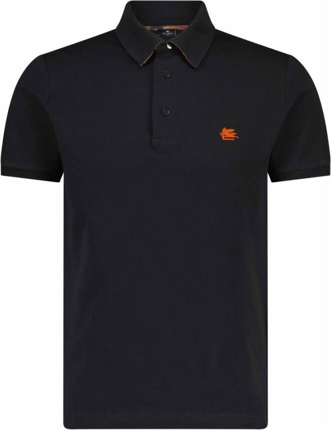 ETRO Polo Shirt met knoopsluiting en logo borduursel Blauw Heren